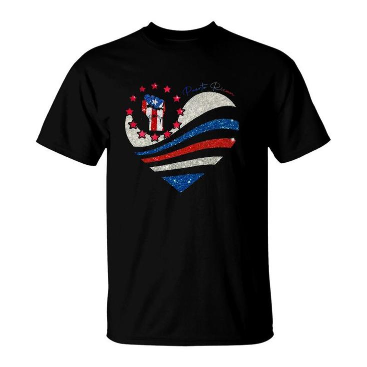 Heart Puerto Rican Flag Raised Fist Puerto Rico T-Shirt