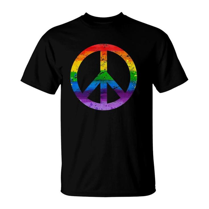 Hippie Peace Sign Lgbt Flag Rainbow Pride Gay Lesbian Flags T-Shirt