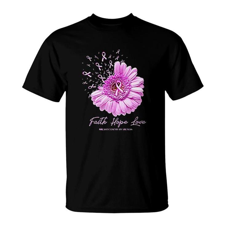 Hope Love Awareness Flower Pink T-Shirt