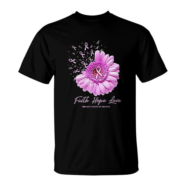 Hope Love Awareness Flower Pink T-Shirt
