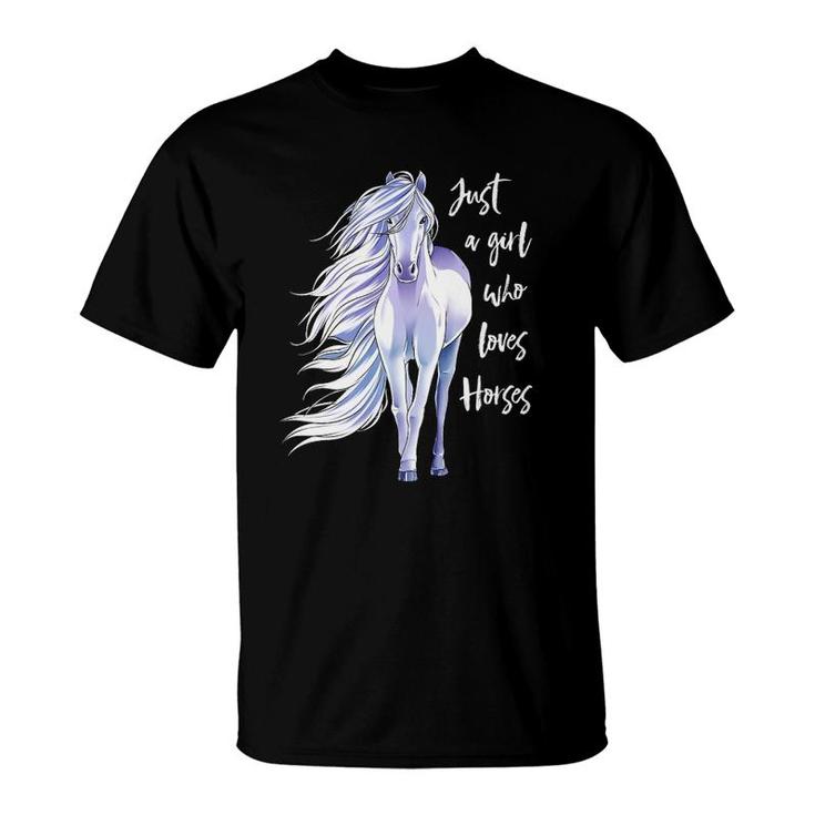 Horse Just A Girl Who Loves Horseback Riding Equestrian Farm Premium T-Shirt