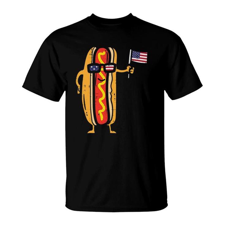 Hotdog Sunglasses American Flag Usa Funny 4Th Of July Fourth T-Shirt