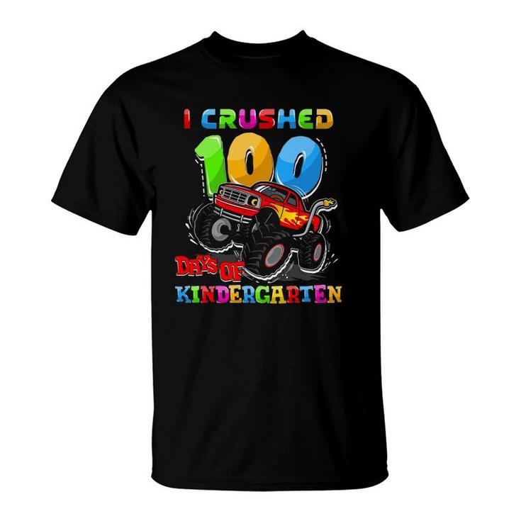 I Crushed 100 Days Of Kindergarten Monster Truck Teacher Boy T-Shirt