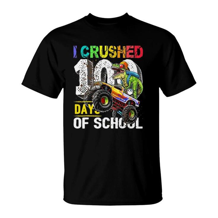 I Crushed 100 Days Of School Dinosaur Monster Truck Boys T-Shirt I Crushed 100 Days Of School Dinosaur Monster Truck Boys T-Shirt