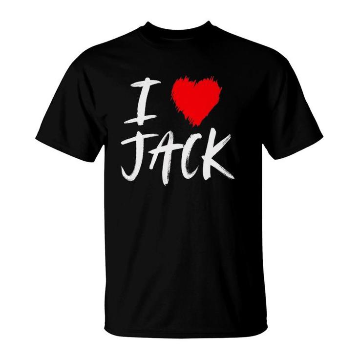 I Love Jack Husband Son Dad Boyfriend Grandson Red Heart T-Shirt