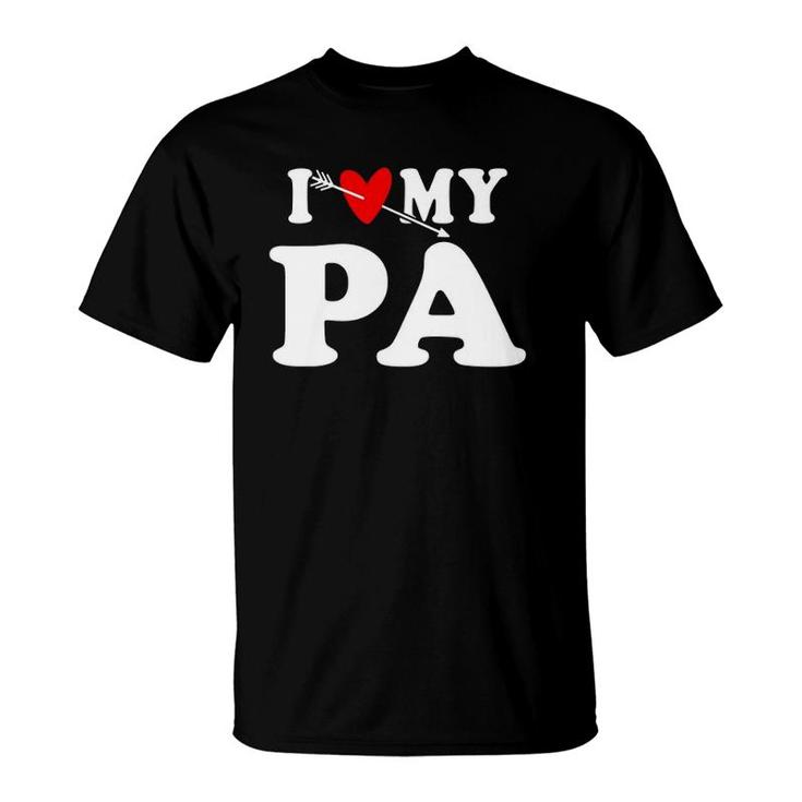 I Love My Pa With Heart Father's Day Wear For Kid Boy Girl T-Shirt