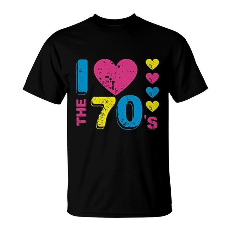 I Love The 70s Colorful Hearts T-Shirt