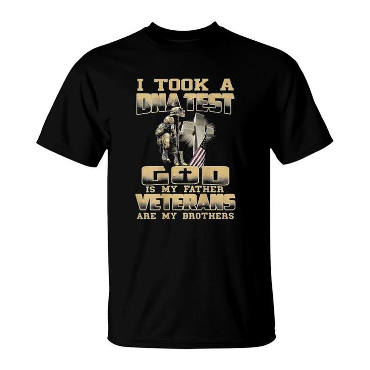 I Took A Dna Test God Is My Father Veterans On Back T-Shirt