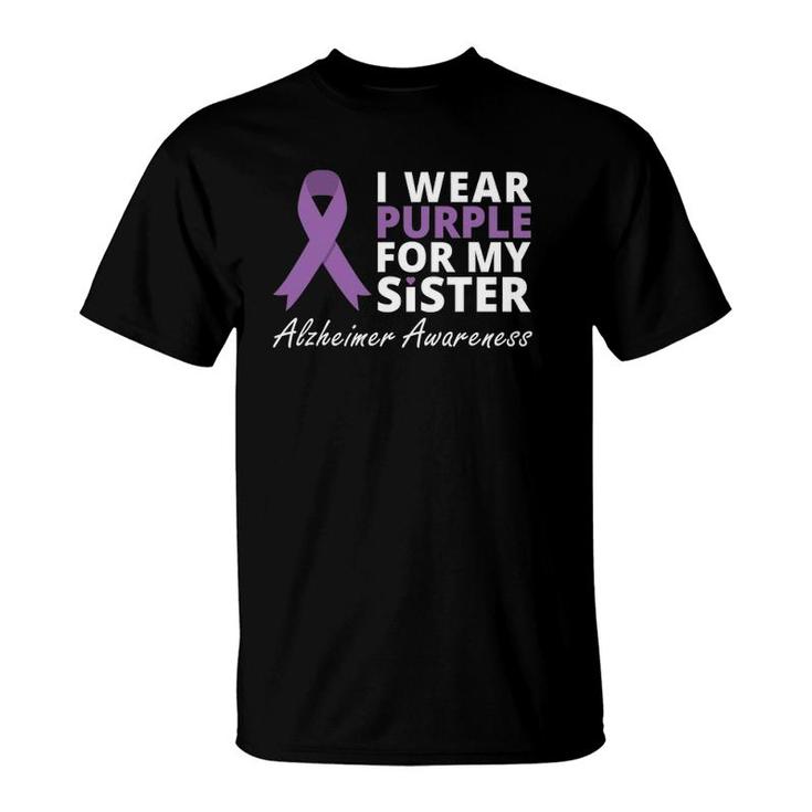 I Wear Purple For My Sister Ribbon Family Love T-Shirt