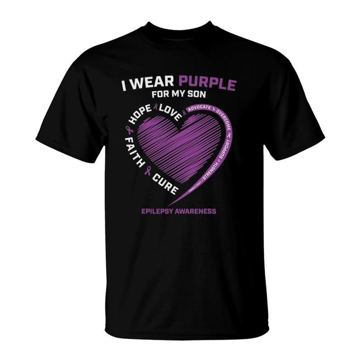 I Wear Purple For My Son Epilepsy Awareness Mom Dad Women T-Shirt
