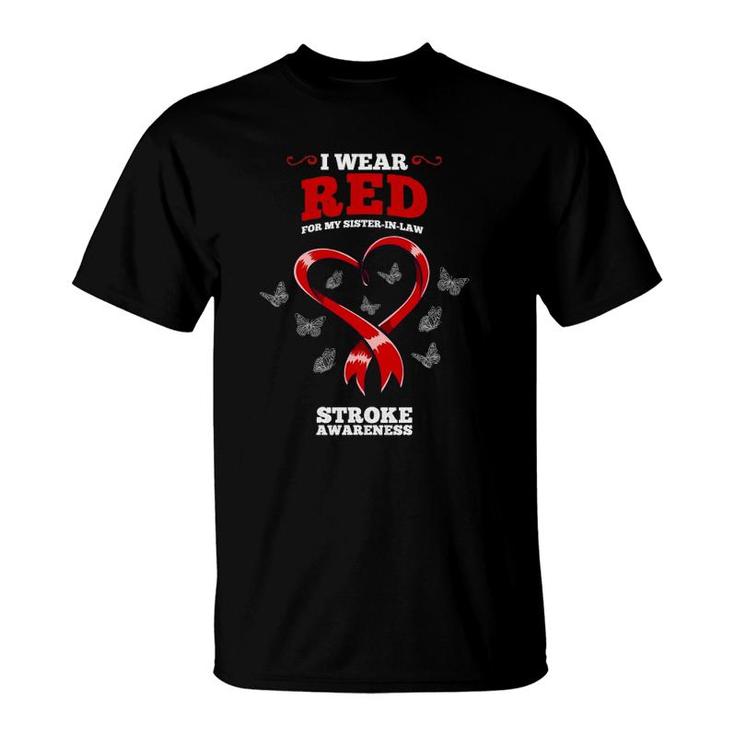 I Wear Red For My Sister In Law Stroke Awareness T-Shirt