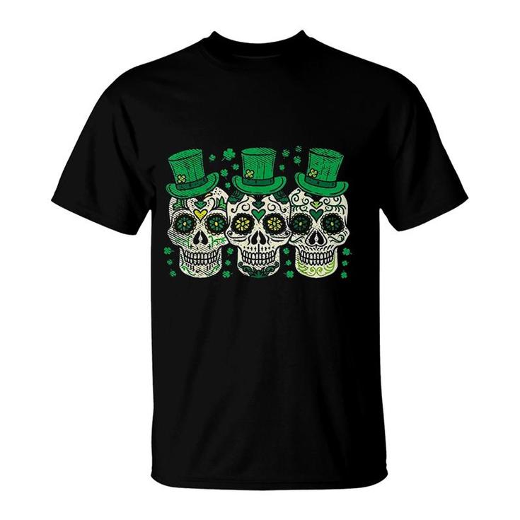Irish Mexican Sugar Skull Leprechauns Cool St Patricks Day T-Shirt