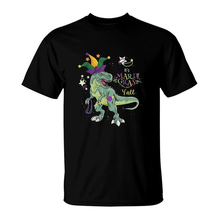 Its Mardi Grass Funny Dinosaur T-Shirt