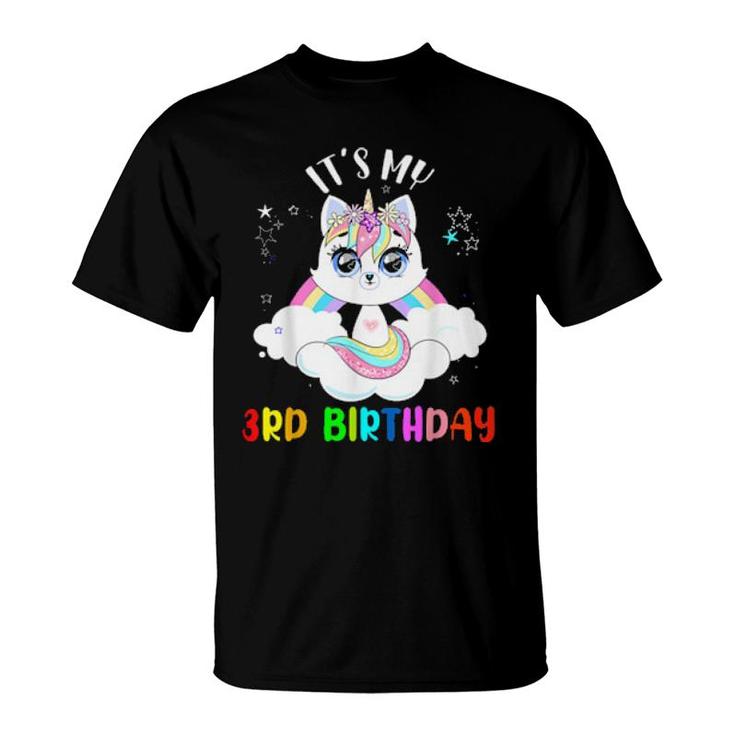 It's My 3Rd Birthday Cute Rainbow Unicorn Cat Toddler  T-Shirt