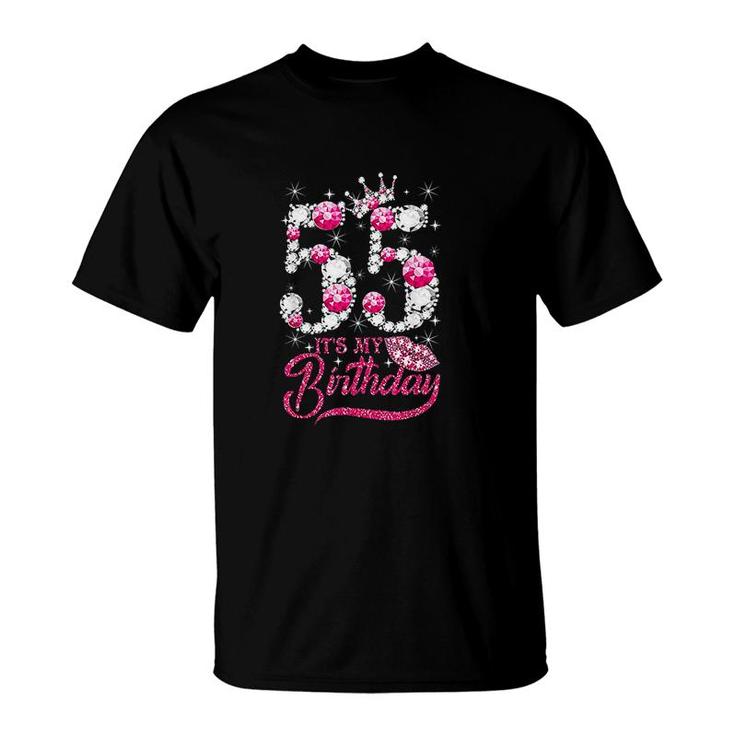 Its My 55th Birthday Queen 55 Years Old Shoes Crown Diamond  T-Shirt