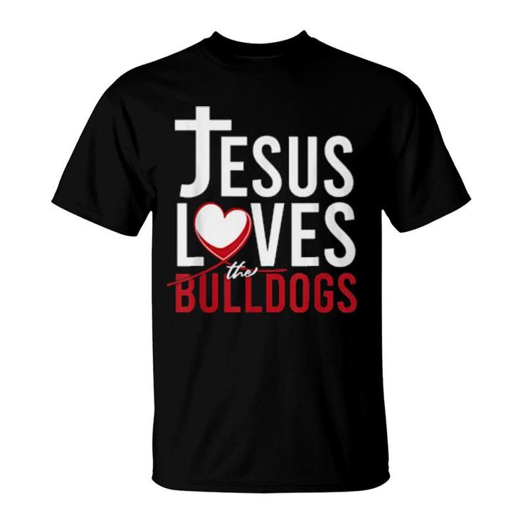 Jesus Loves The Bulldogs Dog Christian Prayers  T-Shirt