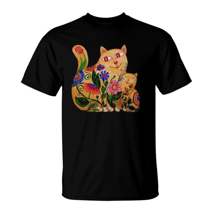 Joy Of Being Together Two Cute Cats Mother And Child T-Shirt