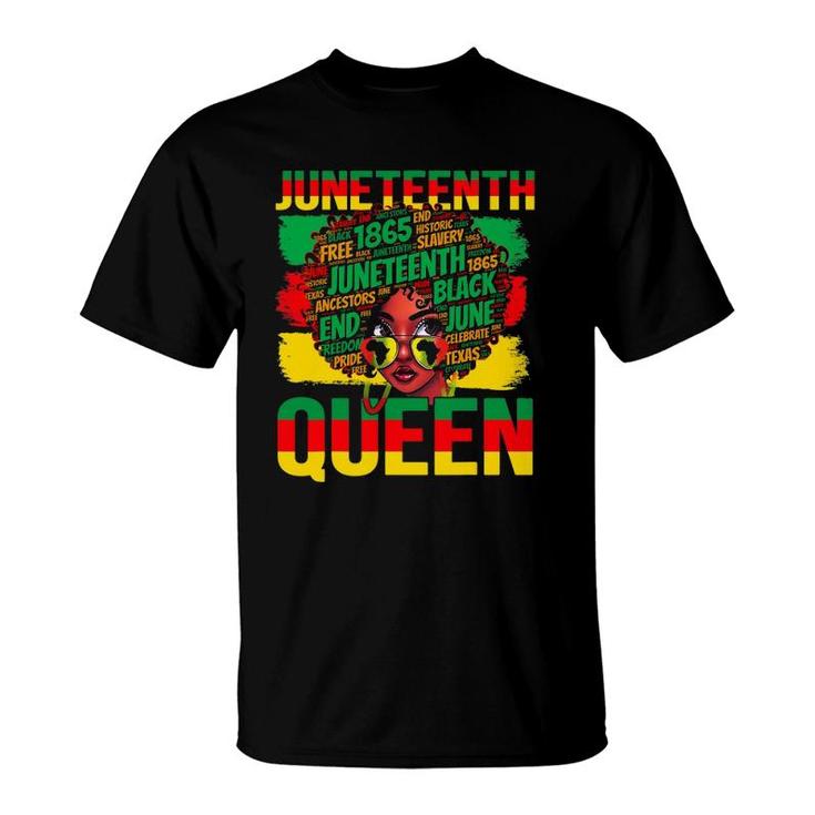 Juneteenth Queen Celebrating 1865 Afro Black History Kids T-Shirt