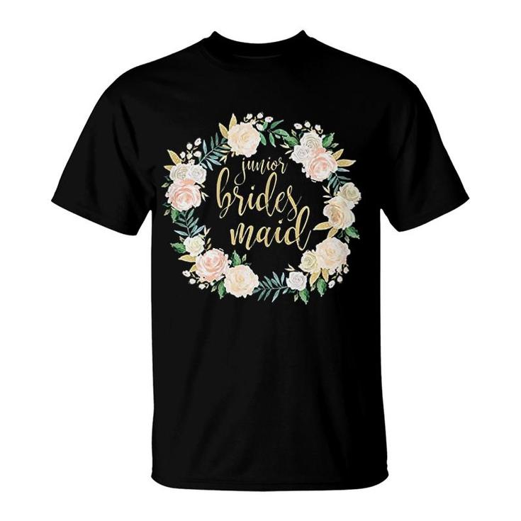Junior Bridesmaid Blush Floral Wreath T-Shirt