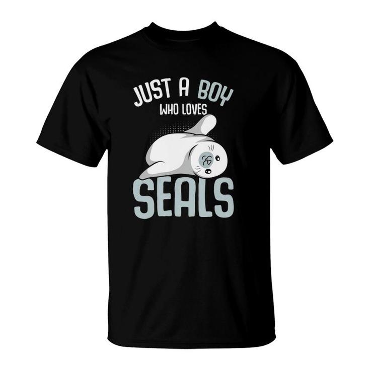 Just A Boy Who Loves Seals Sea Lion Boys Kids T-Shirt