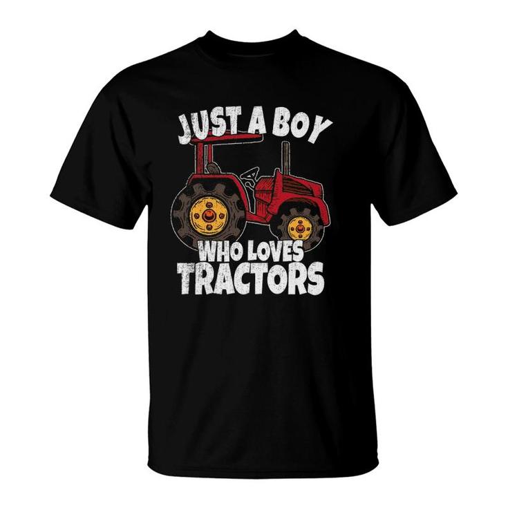Just A Boy Who Loves Tractors Kids Boys Toddler T-Shirt