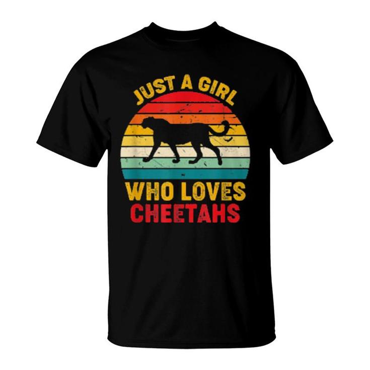 Just A Girl Who Loves Cheetahs Retro Sunset Cheetahs  T-Shirt