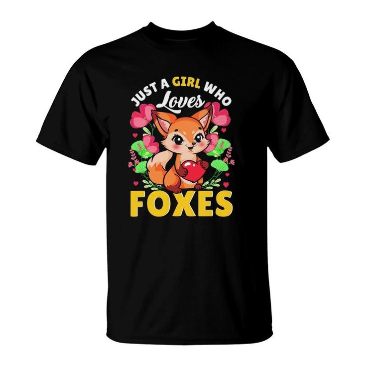 Just A Girl Who Loves Foxes Kid Teen Girls Funny Red Fox T-Shirt