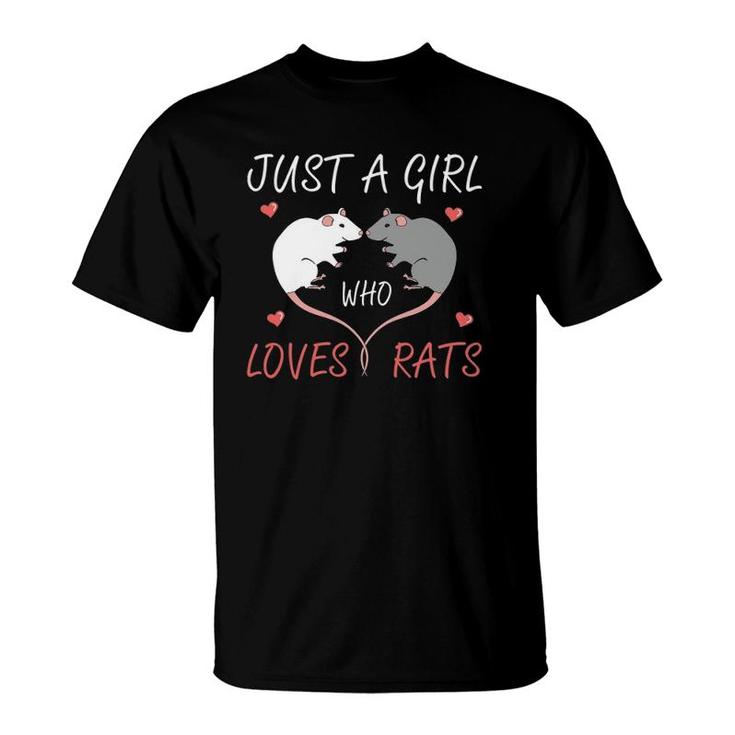 Just A Girl Who Loves Rats Owner Lover Heart Shape Rat T-Shirt