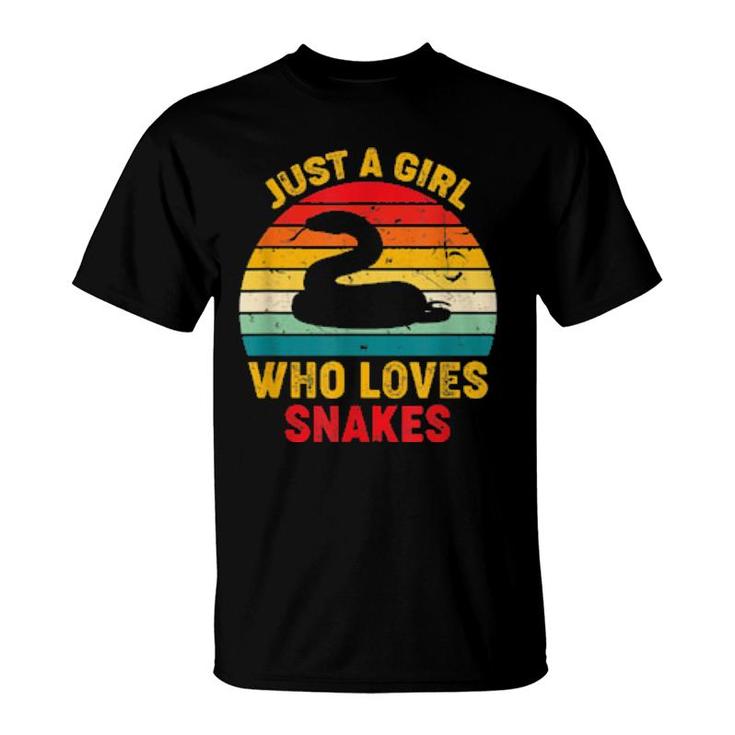 Just A Girl Who Loves Snakes Retro Sunset Snakes  T-Shirt