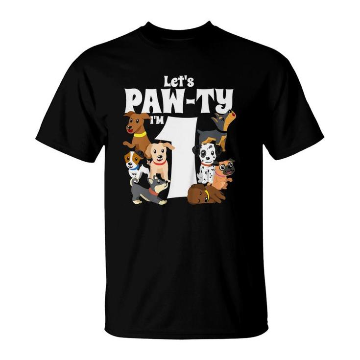 Kids 1 Year Old Dog Birthday Pawty Puppy Dogs 1St Party Gift Idea T-Shirt