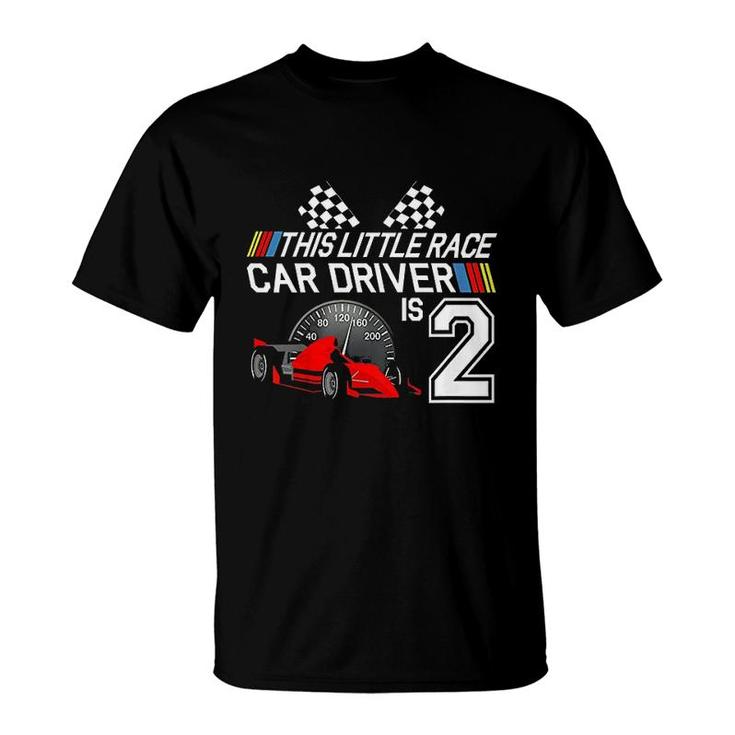 Kids 2 Year Old Race Car Birthday 2nd Racing Party Gift Cute T-Shirt