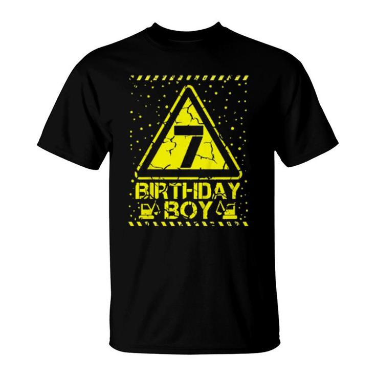 Kids 7Th Birthday Boy 7 Year Old Construction Birthday Party  T-Shirt