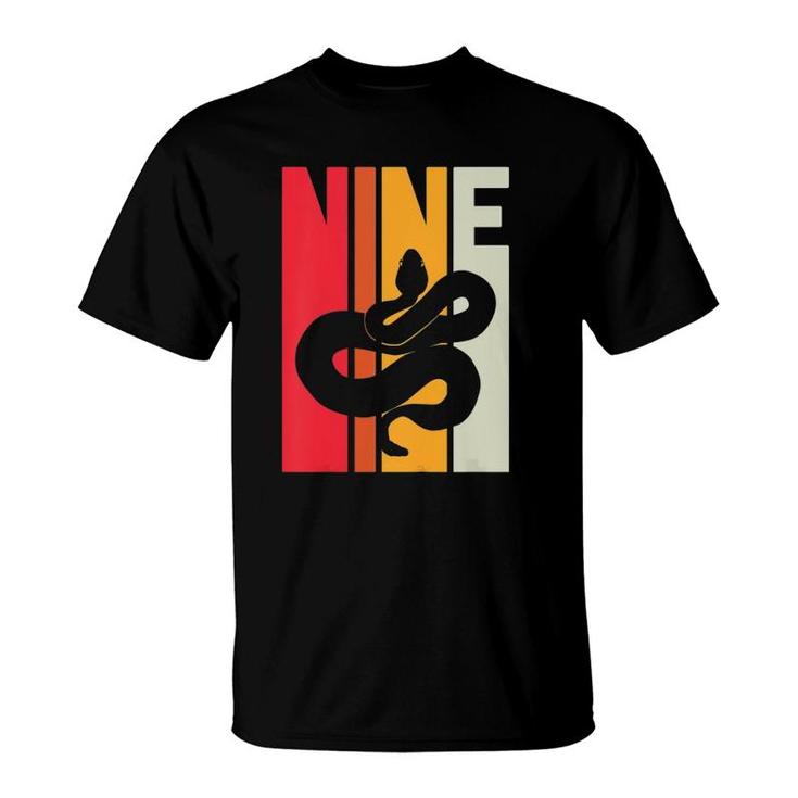 Kids 9Th Birthday Vintage Snake Lover Pet Reptile 9 Years Old T-Shirt