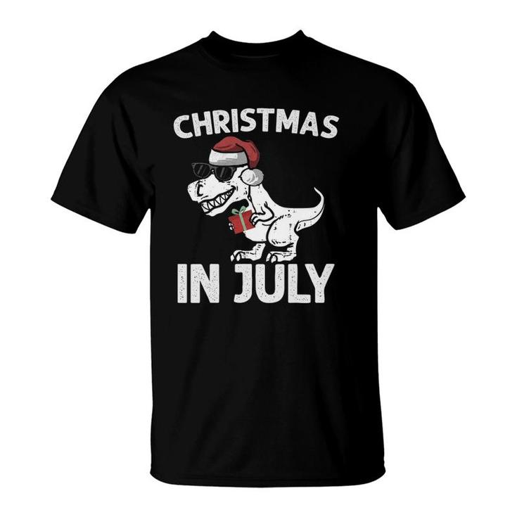 Kids Christmas In July Boys Toddler Trex Dinosaur T-Shirt