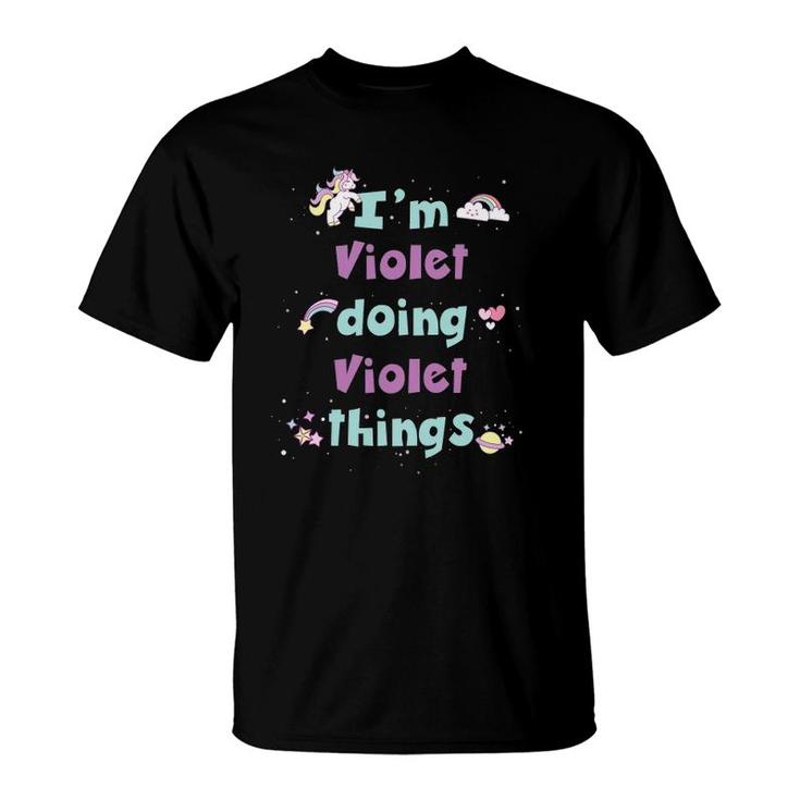 Kids Cute Violet Personalized First Name Girls T-Shirt