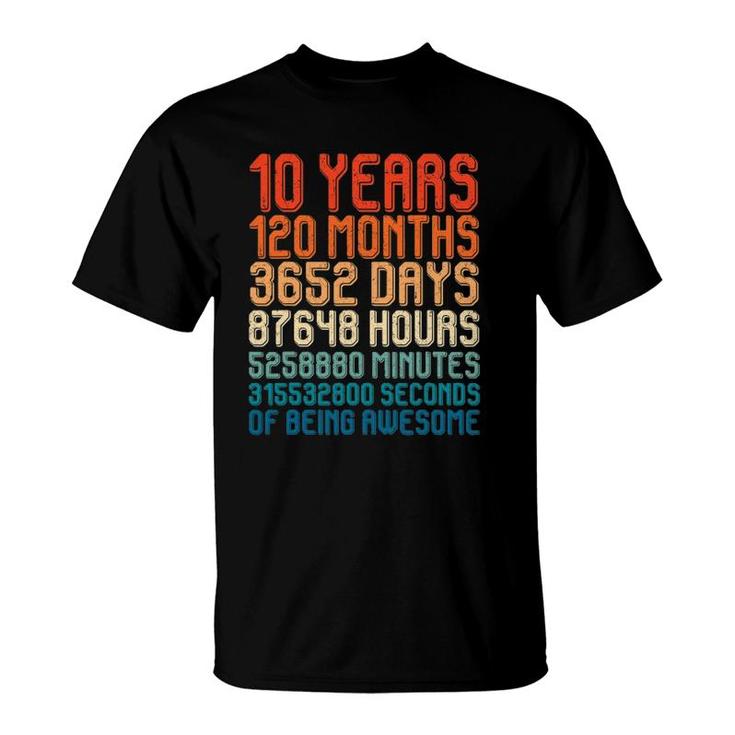 Kids Fun Vintage 10Th Birthday 10 Years Old 120 Months T-Shirt