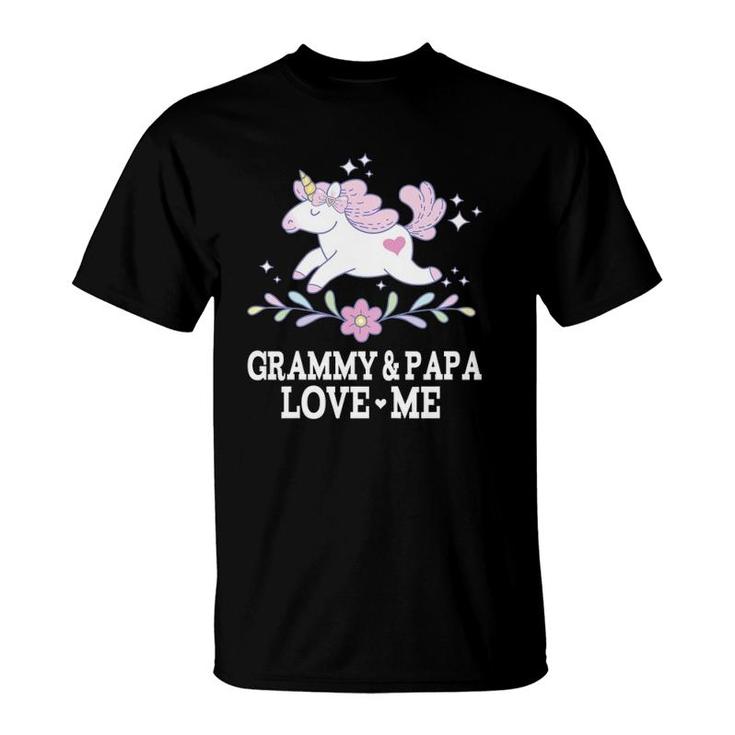 Kids Grammy And Papa Love Me Granddaughter Unicorn T-Shirt