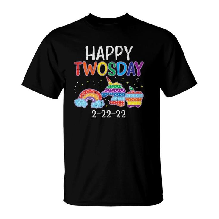 Kids Happy Twosday Tuesday 2-22-22 Fidget Pop Twos Day Girls Kids T-Shirt