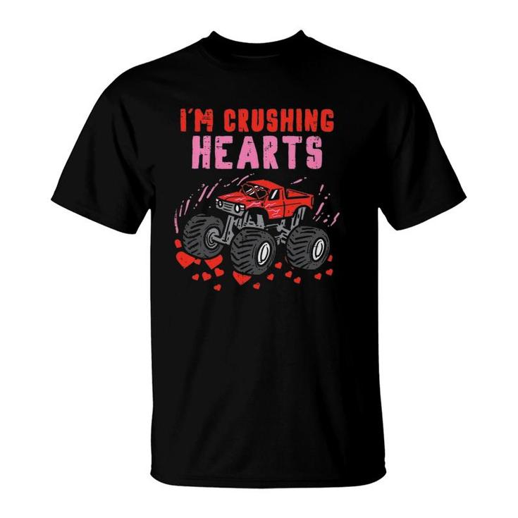 Kids I Crush Hearts Monster Truck Toddler Boys Valentines T-Shirt