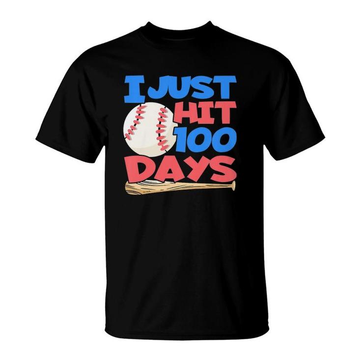 Kids I Just Hit 100 Days - 100 Days Of School Baseball T-Shirt