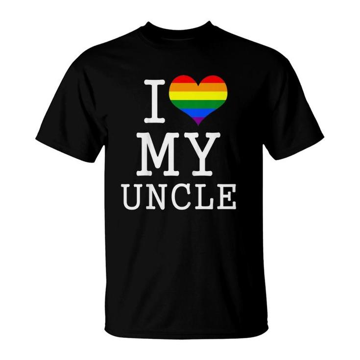 Kids Lgbt Flag Heart Cute Gift For Gay Uncle From Nephew T-Shirt