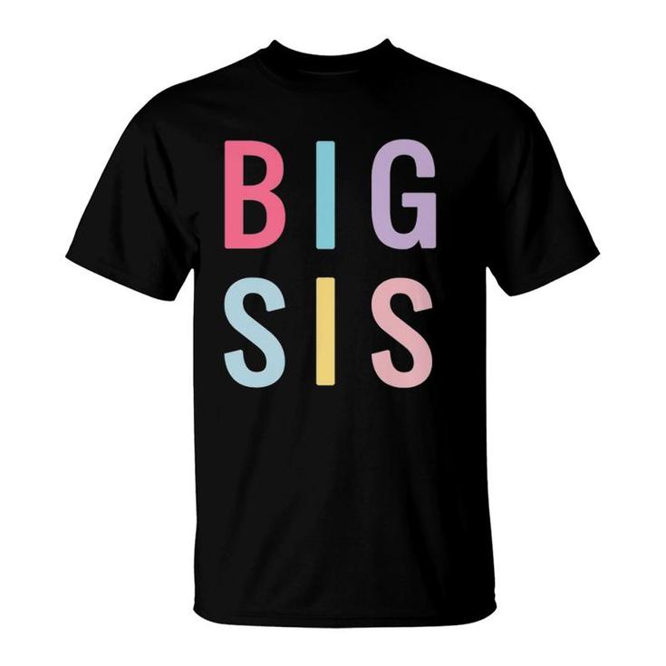 Kids Rainbow Big Sister Sibling Reveal Announce For Toddler Girls T-Shirt