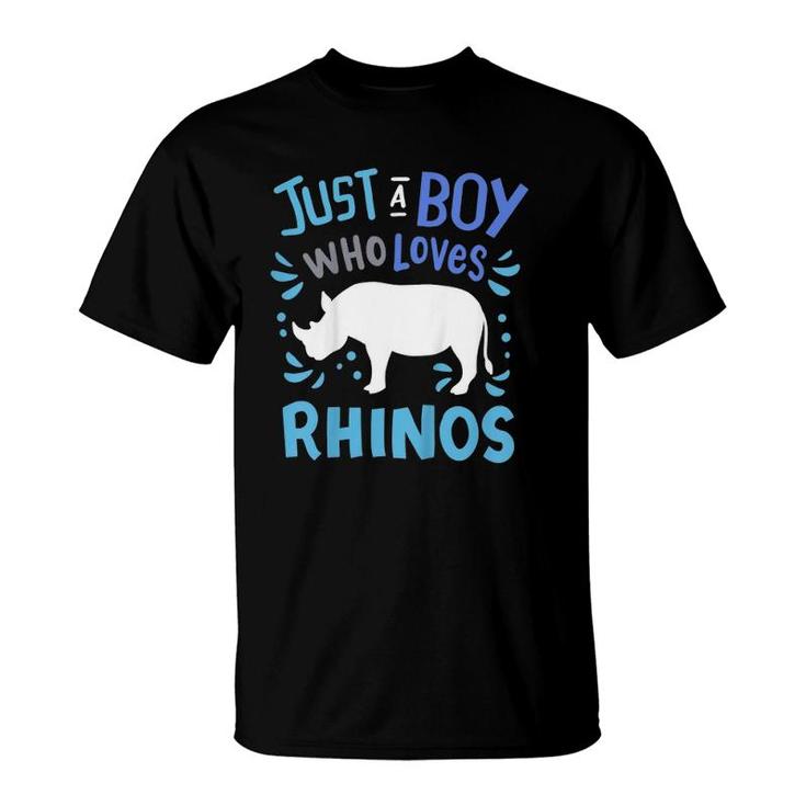Kids Rhino Rhinoceros Just A Boy Who Loves Rhinos Gift T-Shirt