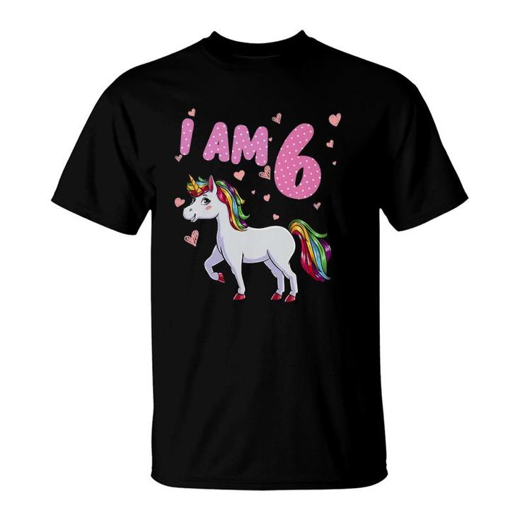 Kids Unicorn Girl 6Th Birthday 6 Years Old Girls Unicorn Birthday T-Shirt