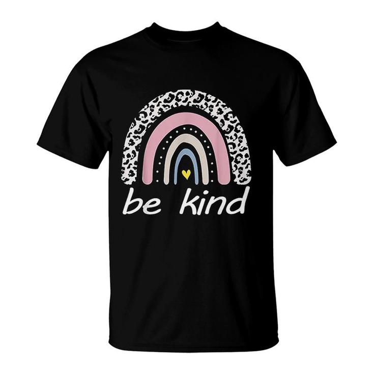 Be Kind Cute Graphic Leopard Rainbow Girls T-shirt