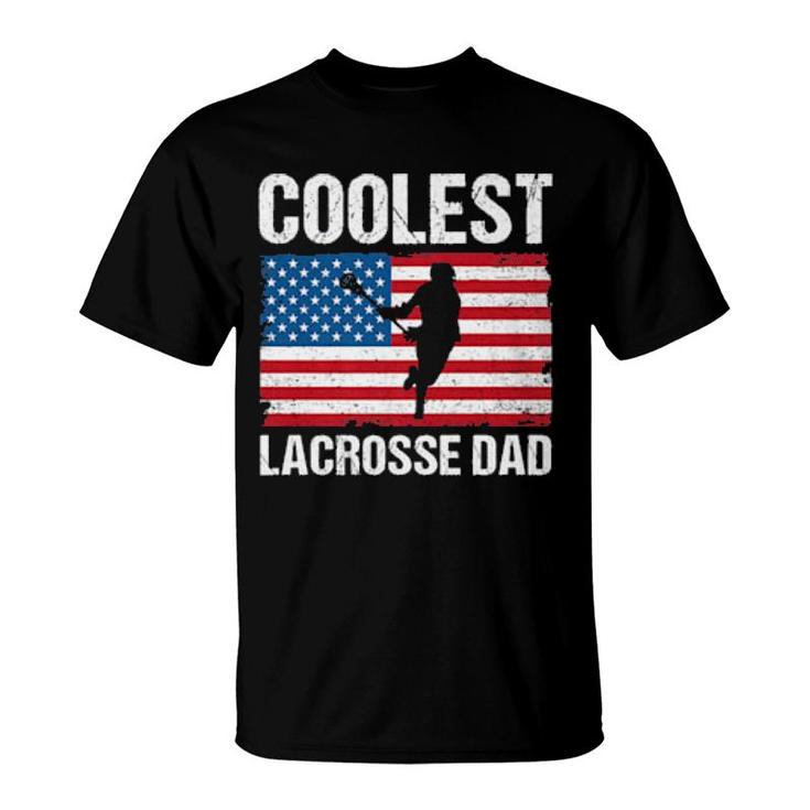 Lacrosse Dad American Flag Lax Dad Lacrosse Player  T-Shirt