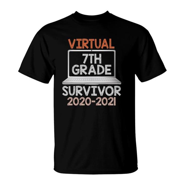 Last Day Of School Virtual 7Th Grade Survivor 2020-2021 Ver2 T-Shirt