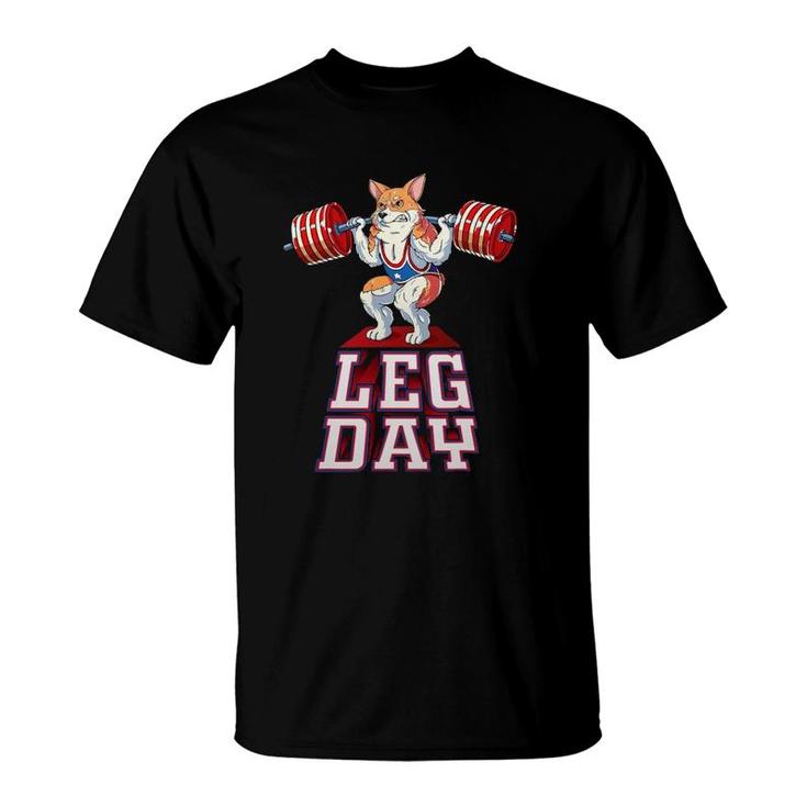 Leg Day Corgi Weight Lifting Squat Gym T-Shirt