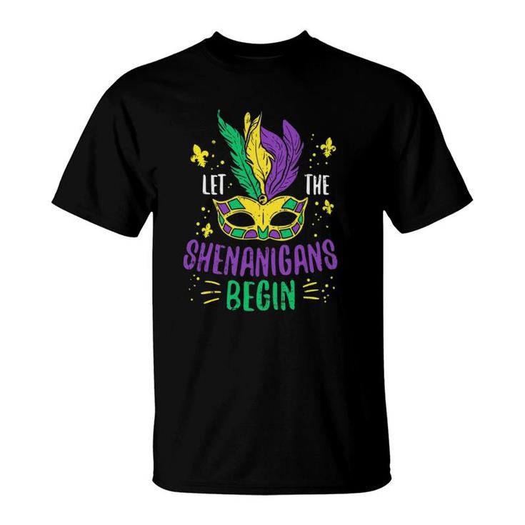 Let The Shenanigans Begin Jester Funny Mardi Gras Carnival  T-Shirt