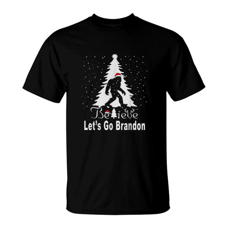 Let’S Go Brandon Christmas Bigfoot Believe Let’S Go Brandon  T-Shirt